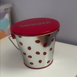 DAVIDS TEA Limited edition Red and Silver Ladybug tin